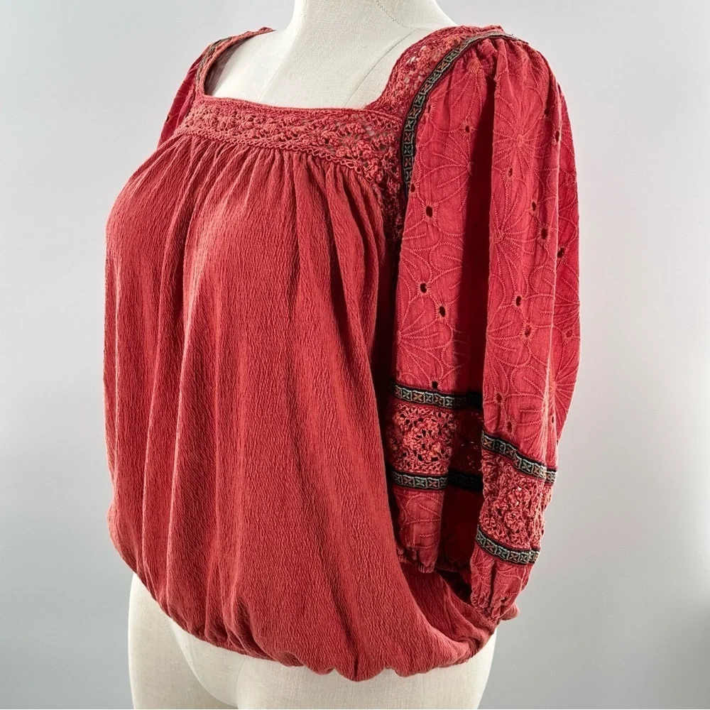 gimmick top size XXL red boho bohemian peasant fairycore renaissance Renfaire